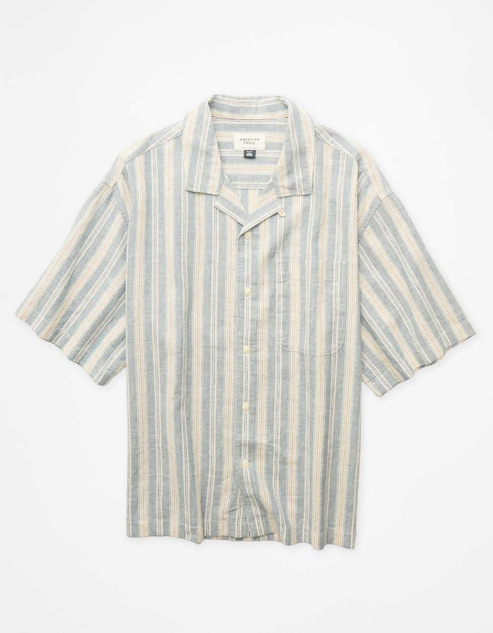 AE Relaxed Fit Linen-Blend Camp Collar Shirt