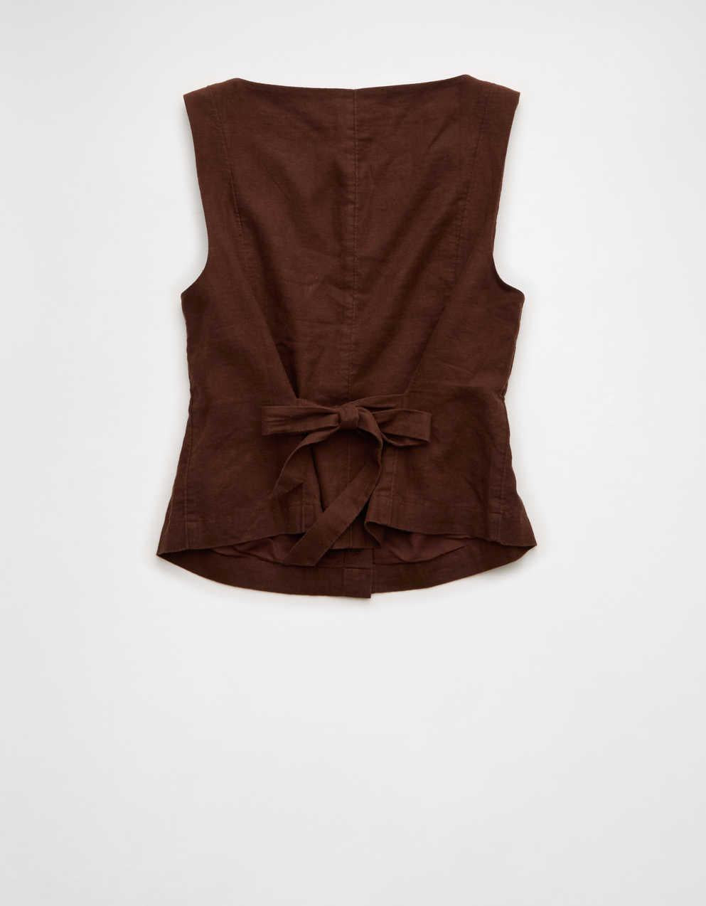 AE Linen-Blend High-Neck Vest