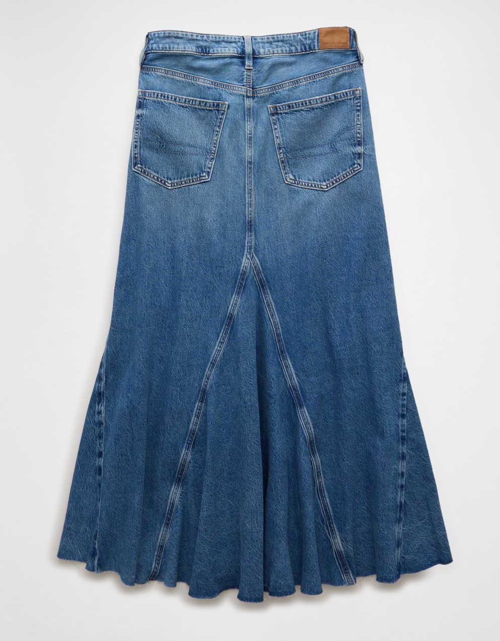 AE Low-Rise Pieced Denim Maxi Skirt
