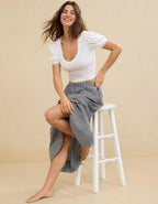 Aerie Cropped Lace Trim V-Neck T-Shirt