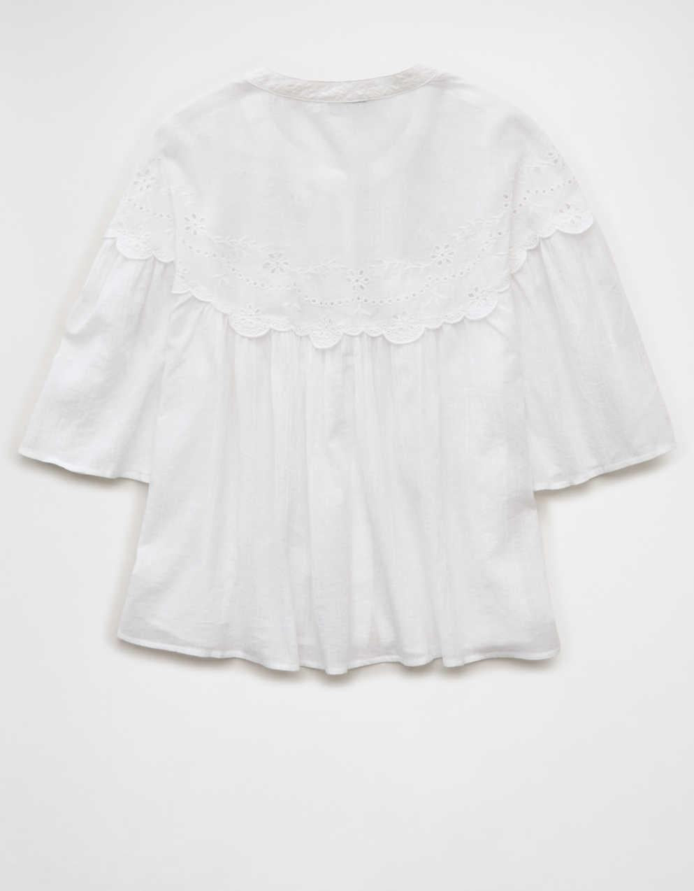 AE Embroidered Button-Up Blouse