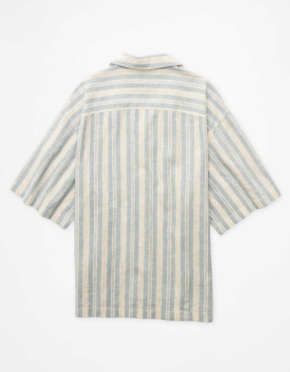 AE Relaxed Fit Linen-Blend Camp Collar Shirt