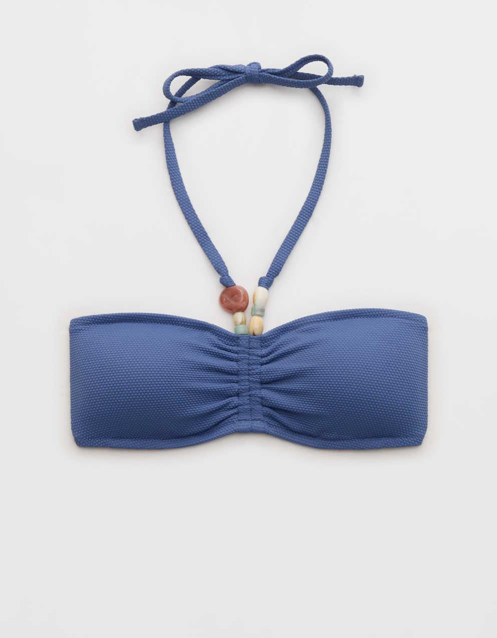 Aerie Pique Ruched Bandeau Bikini Top