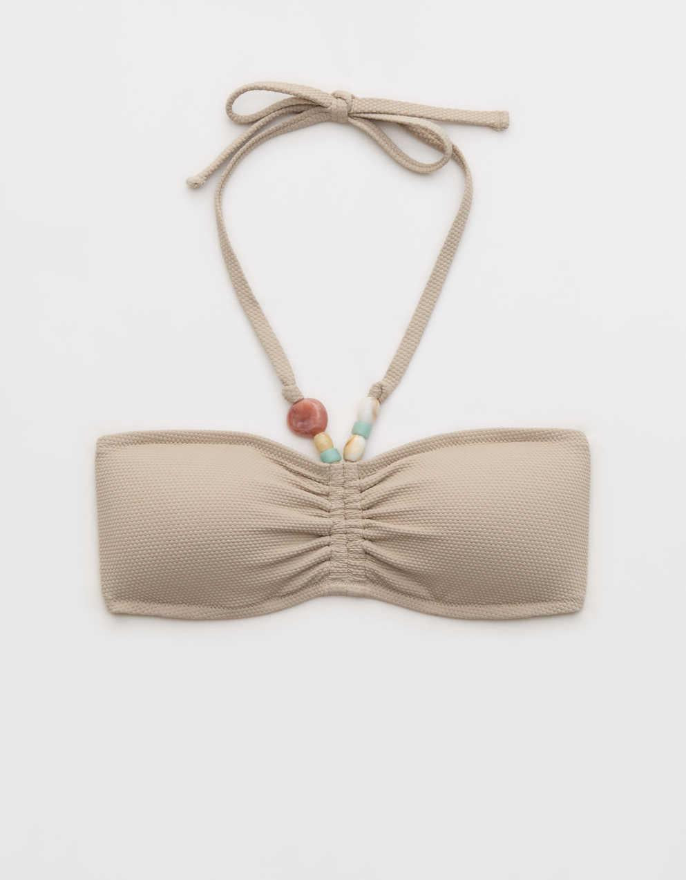Aerie Pique Ruched Bandeau Bikini Top