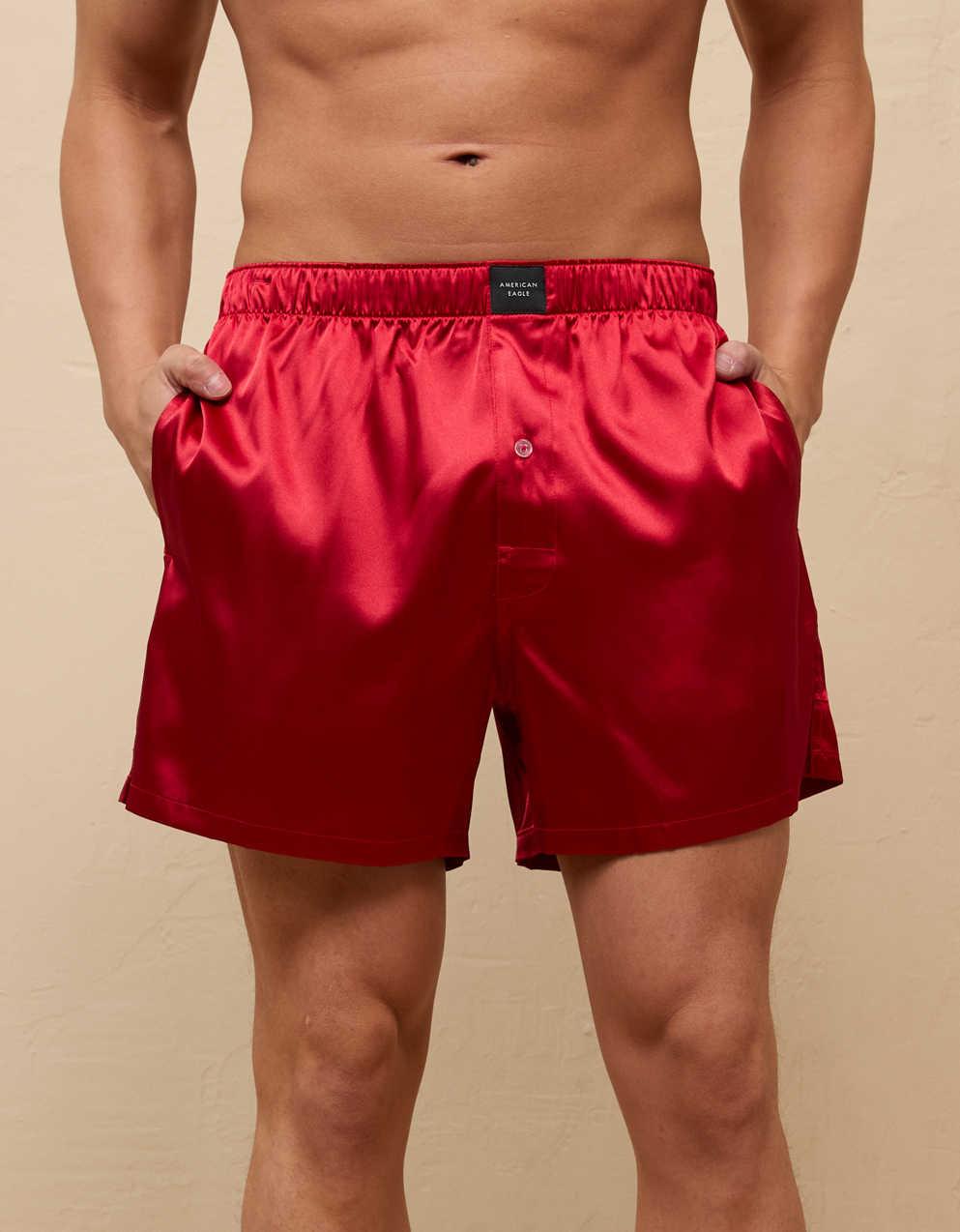 AEO Men's Solid Satin Pocket Boxer Short