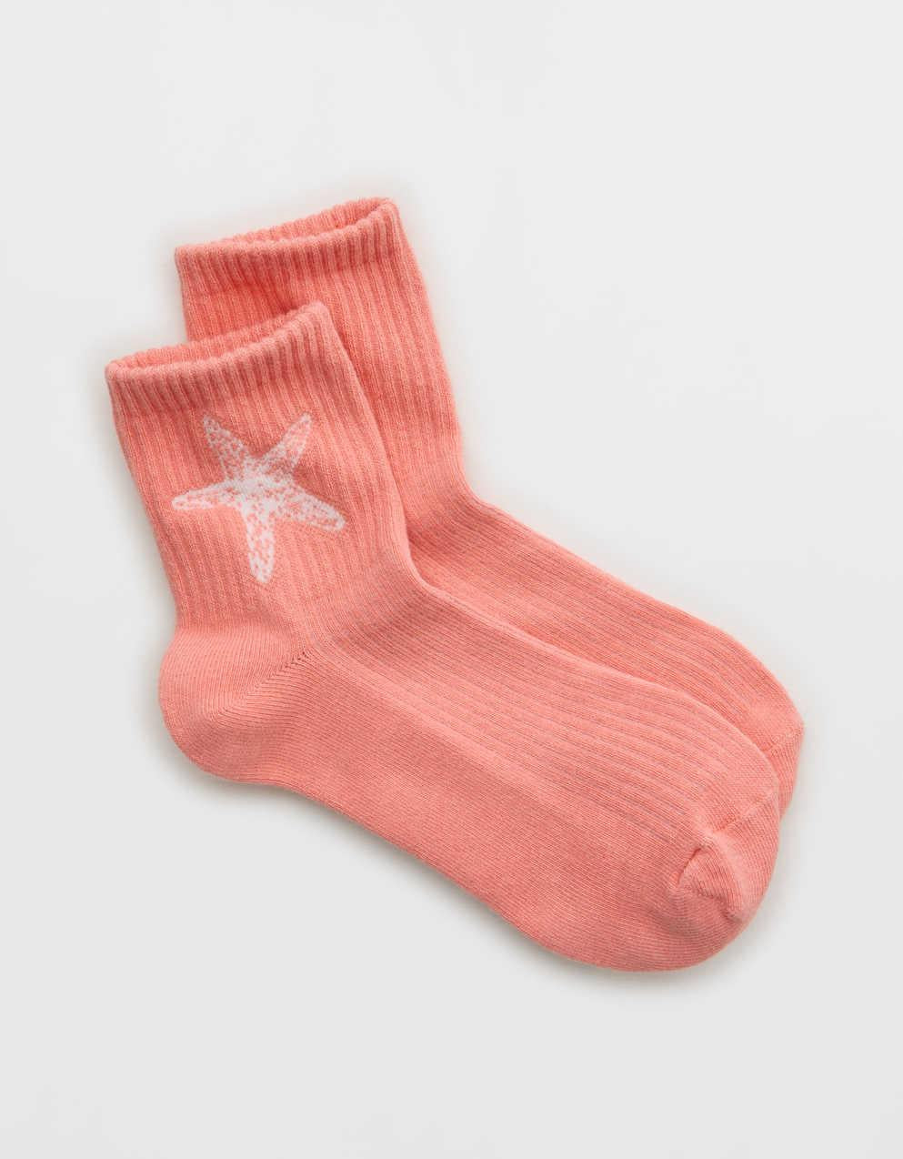 Aerie Ribbed Cotton Quarter Socks