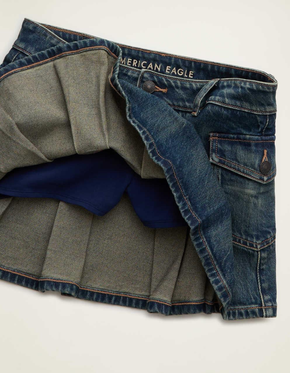 AE Super Low-Rise Pleated Micro Mini Skirt