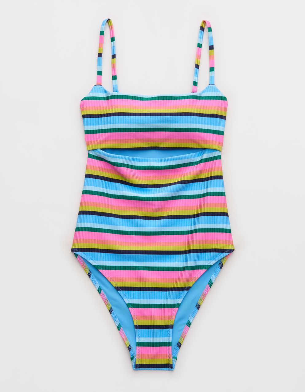 Aerie Cutout Shine Rib One Piece Swimsuit