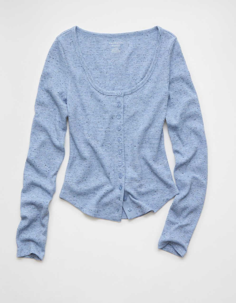 AE Waffle Long Sleeve Button-Up Tee