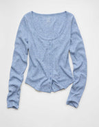 AE Waffle Long Sleeve Button-Up Tee