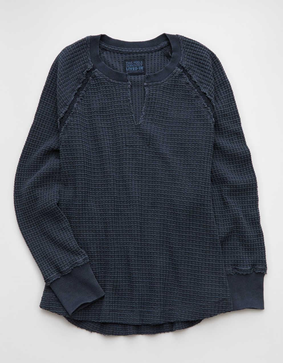 AE Big Hug Notch Neck Waffle Sweatshirt