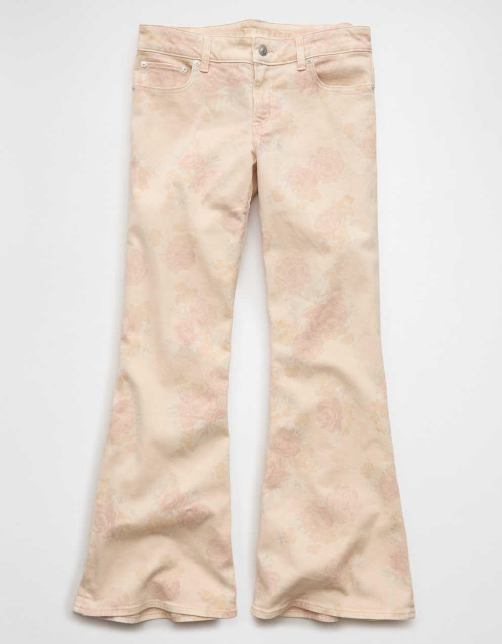 AE Stretch Low-Rise Floral Print Flare Jean