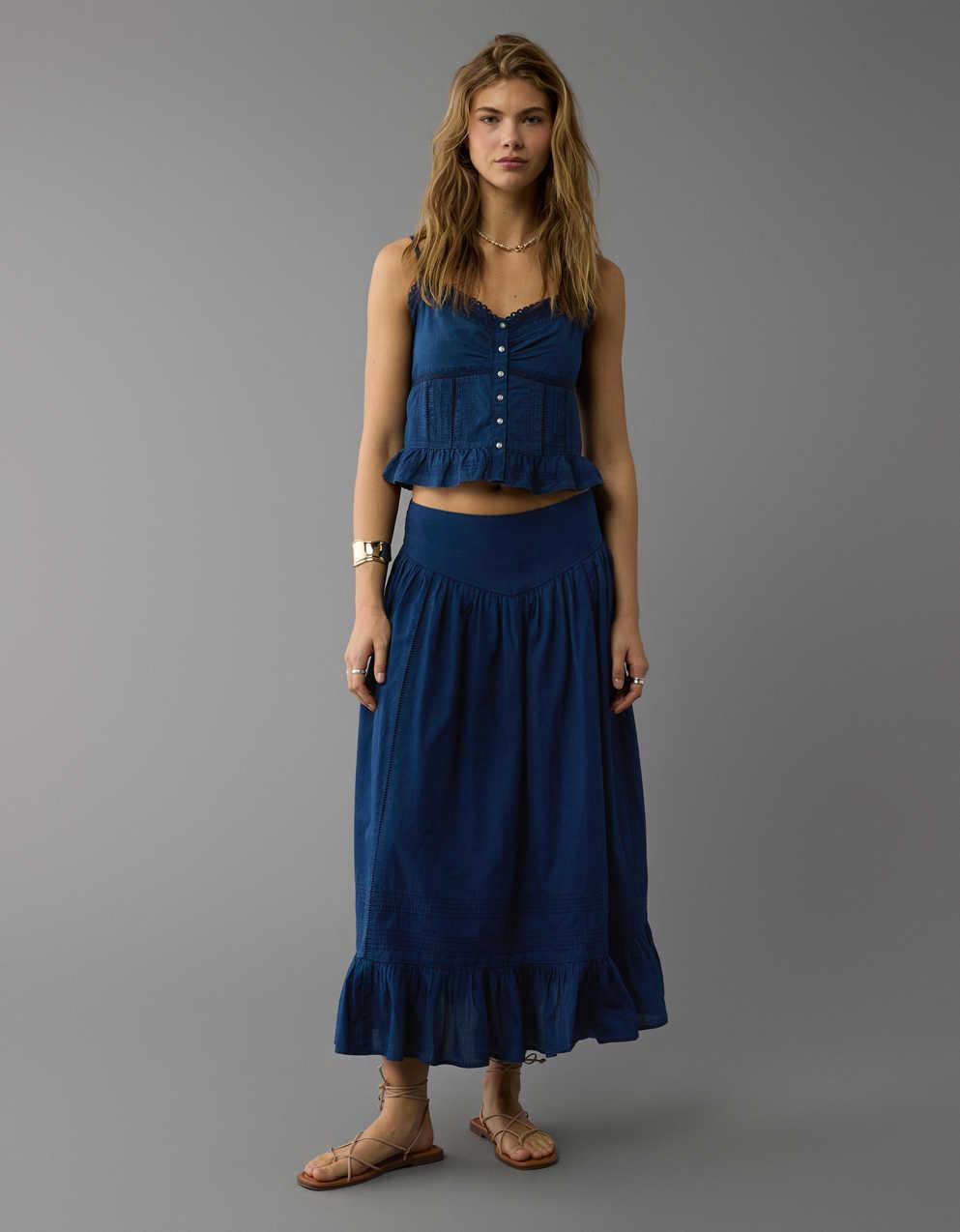 AE High-Waisted Ruffle Maxi Skirt