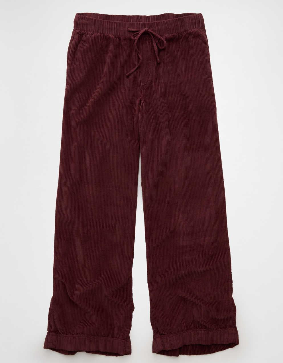 AE Stretch Corduroy Low-Rise Baggy Wide-Leg Pant