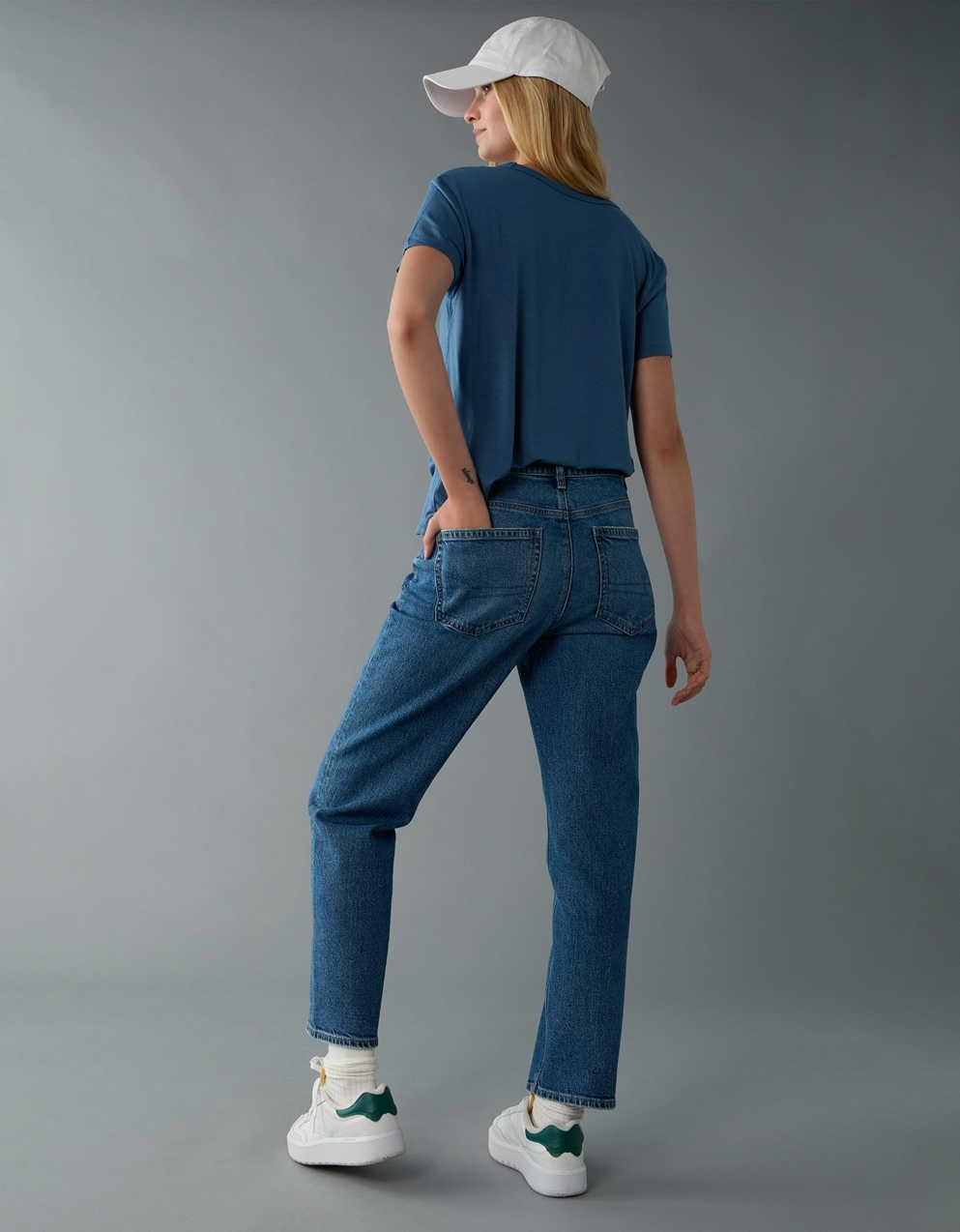 AE Stretch Super High-Waisted Ankle Straight Jean