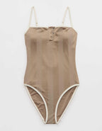 Aerie Shine Henley One Piece Swimsuit