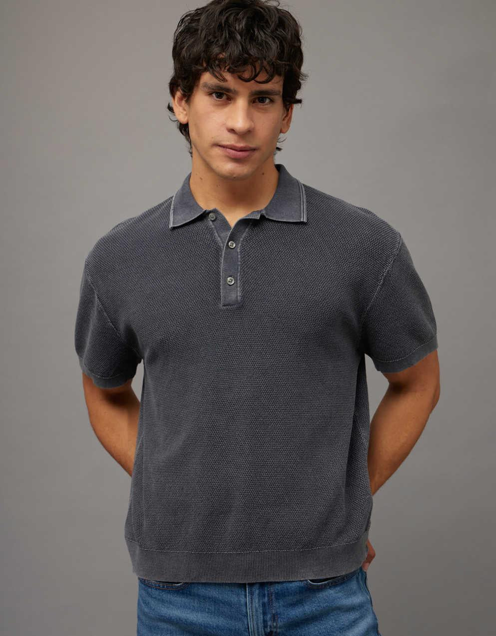 AE Garment-Washed Sweater Polo