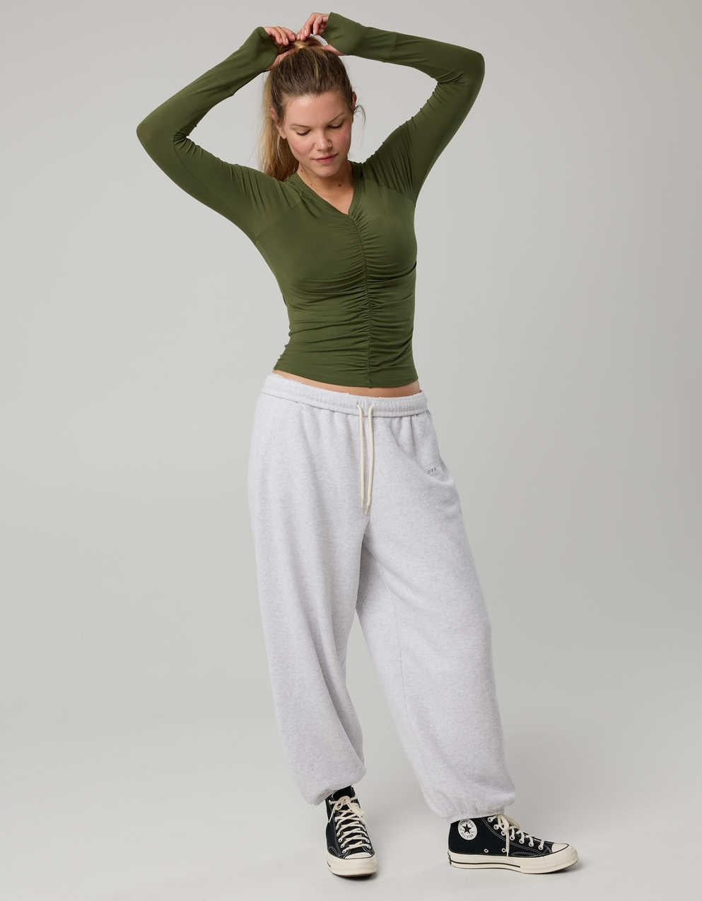 OFFLINE By Aerie Thumbs Up Ruched Long Sleeve T-Shirt