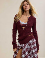 Aerie Cotton Cable Henley Sweater