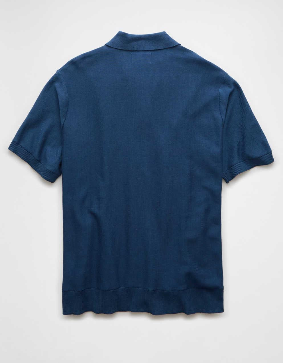 AE Weekend Button-Up Striped Sweater Polo Shirt