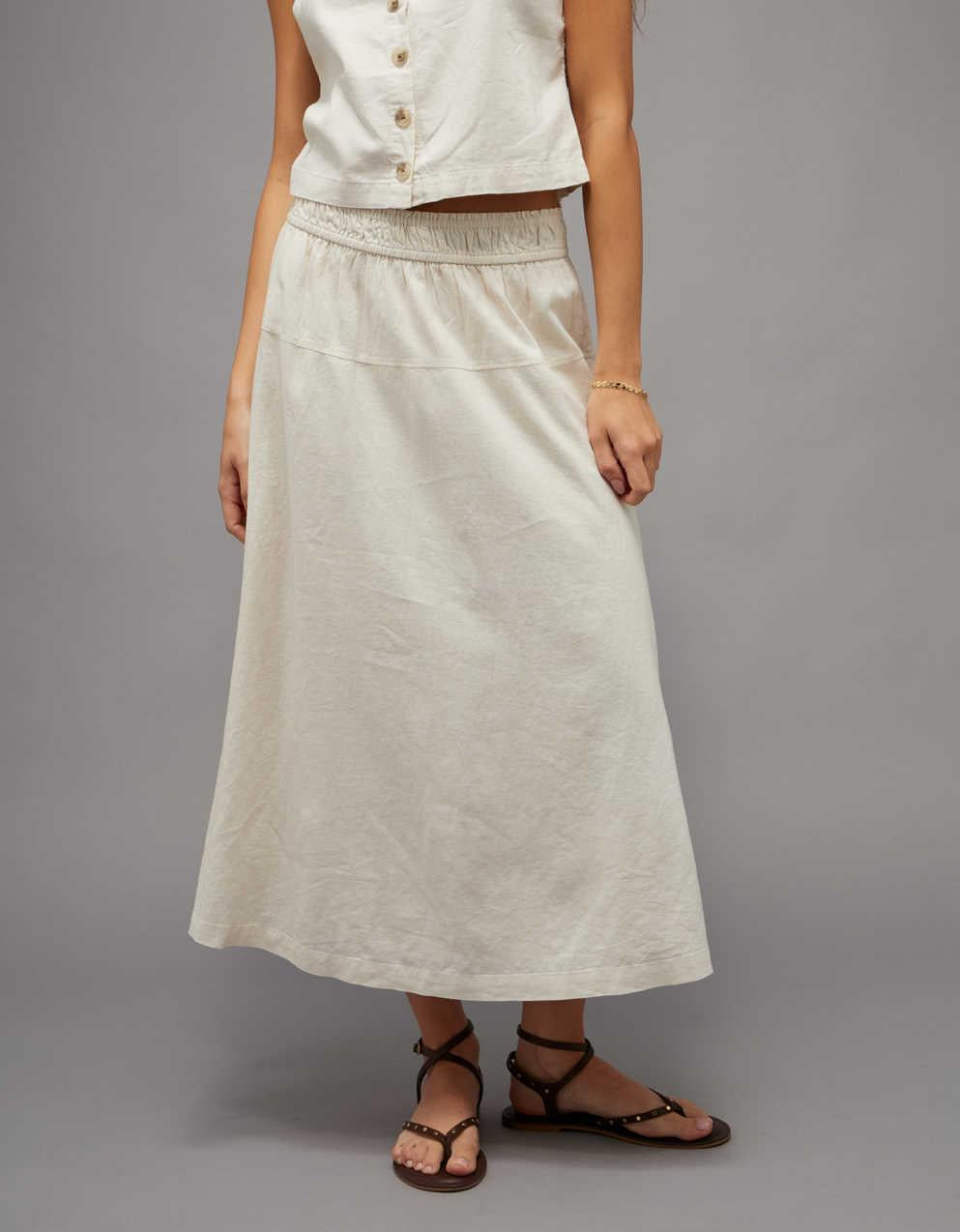 AE Linen-Blend Maxi Skirt