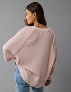 AE Big Hug Notch Neck Waffle Sweatshirt