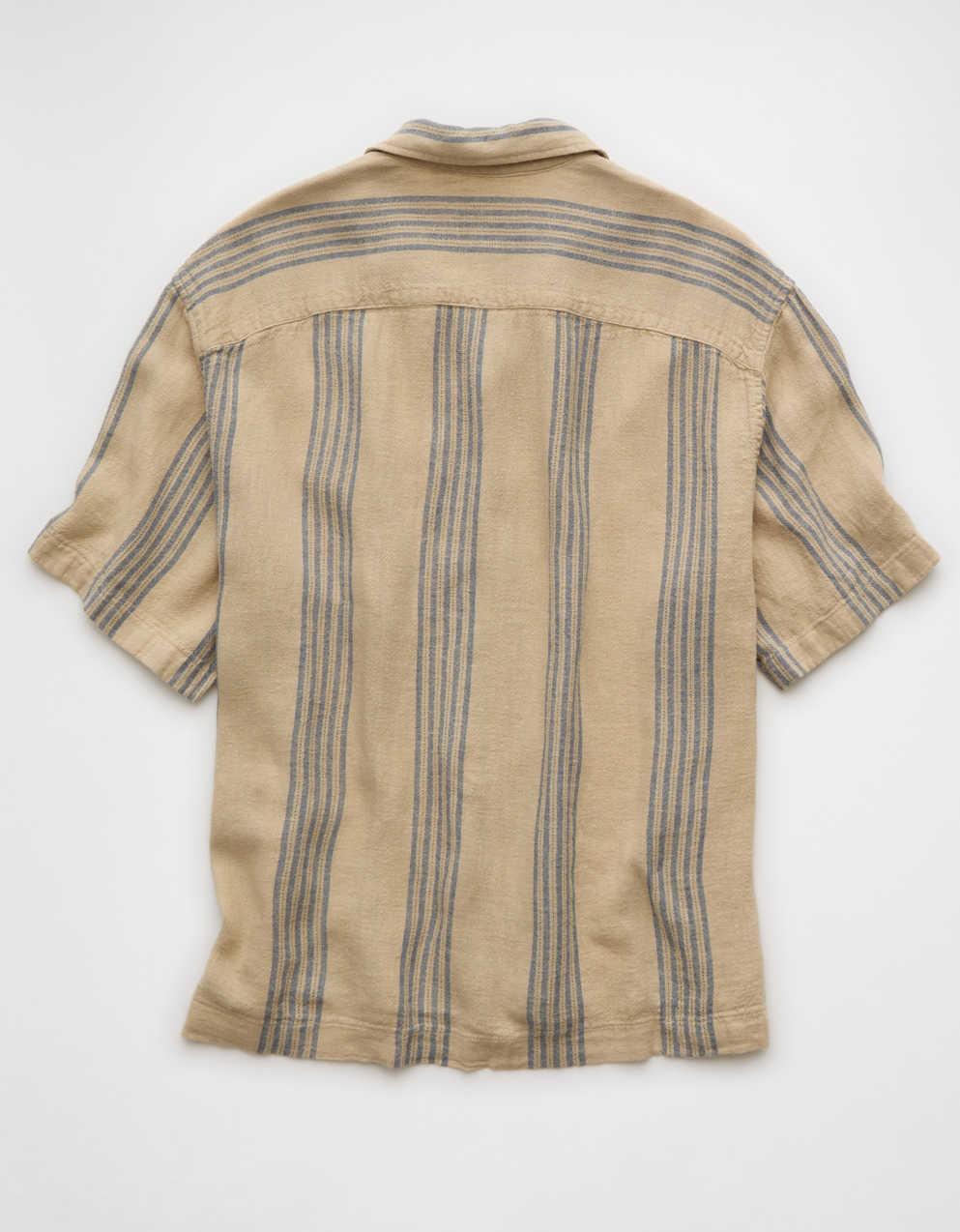 AE Poolside Linen-Blend Striped Button-Up Shirt