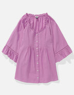 AE Linen-Blend Ruffle Blouse