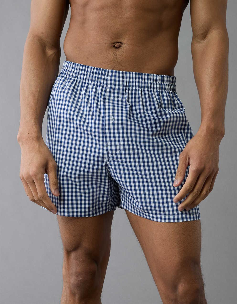 AEO Men's Plaid Poplin Pocket Boxer Short