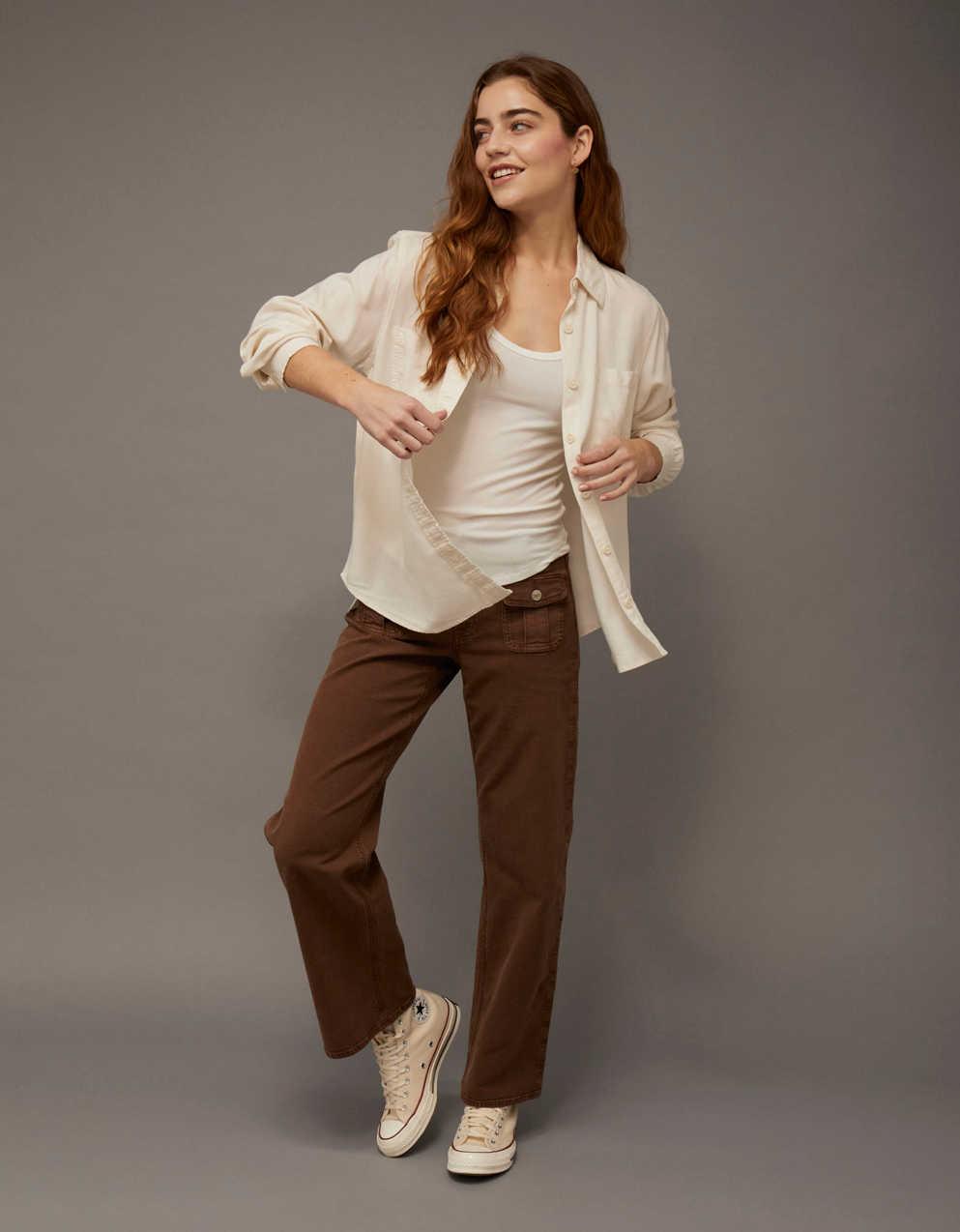 AE Bestie Long-Sleeve Button-Up Shirt