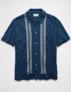 AE Weekend Button-Up Striped Sweater Polo Shirt