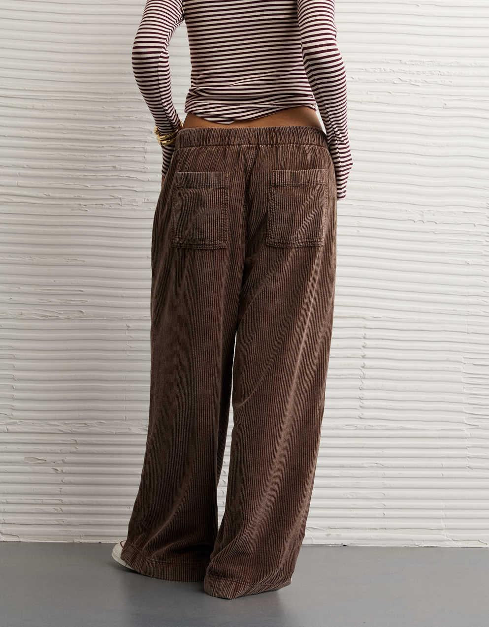 AE Stretch Corduroy Low-Rise Baggy Wide-Leg Pant