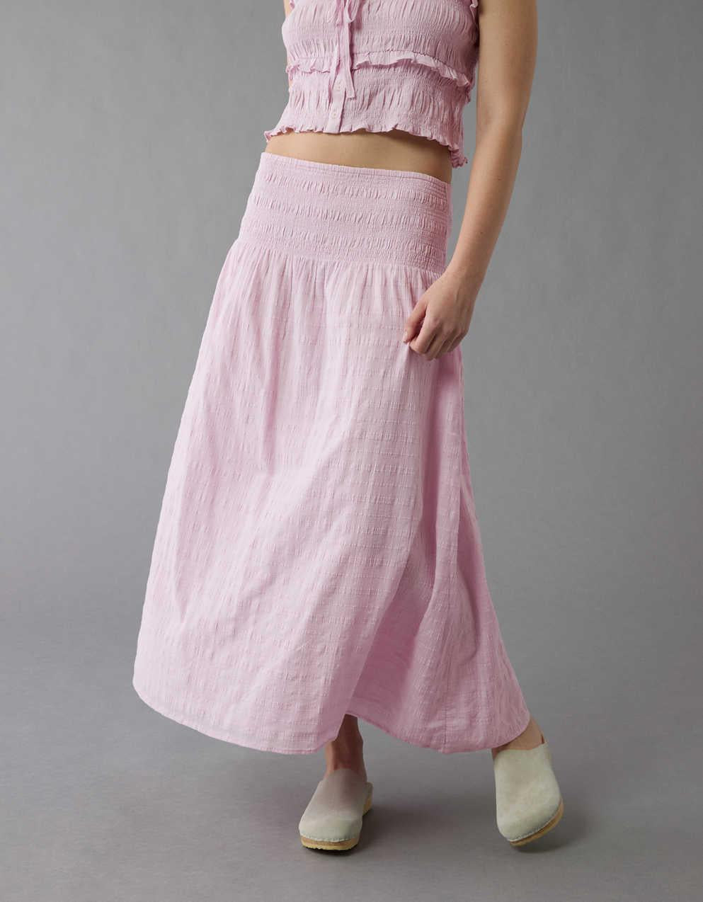 AE High-Waisted Smocked Maxi Skirt