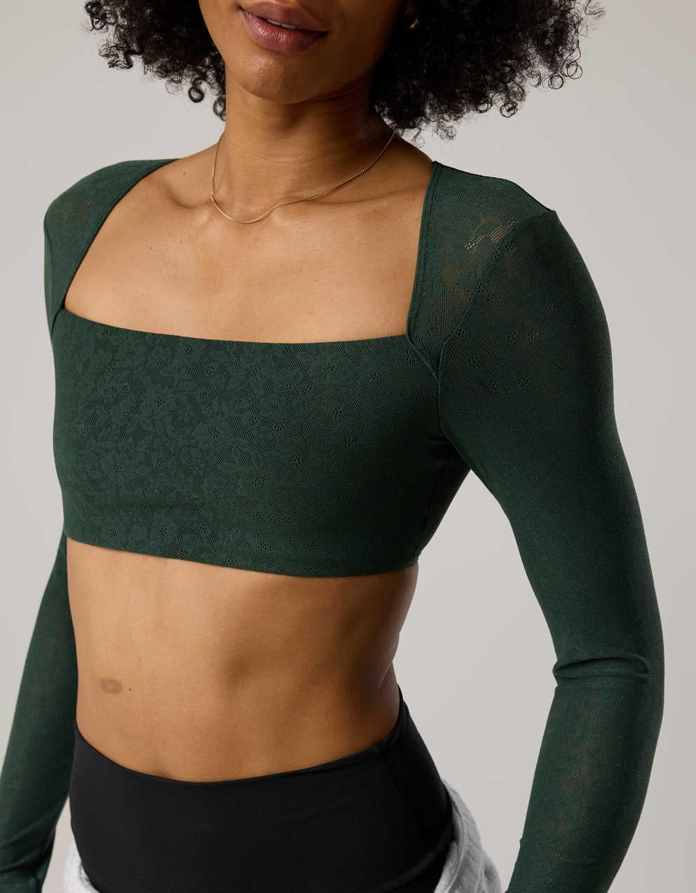 OFFLINE By Aerie Real Me Lace Long Sleeve Bra Top