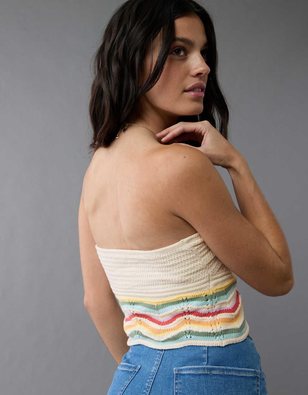 AE Pride Cropped Chevron Crochet Tube Top