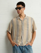 AE Poolside Linen-Blend Striped Button-Up Shirt