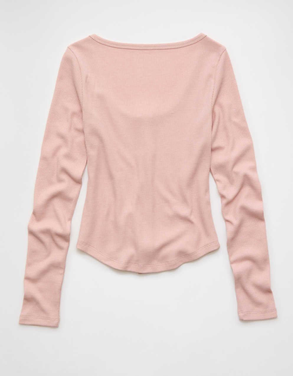 AE Waffle Long Sleeve Button-Up Tee
