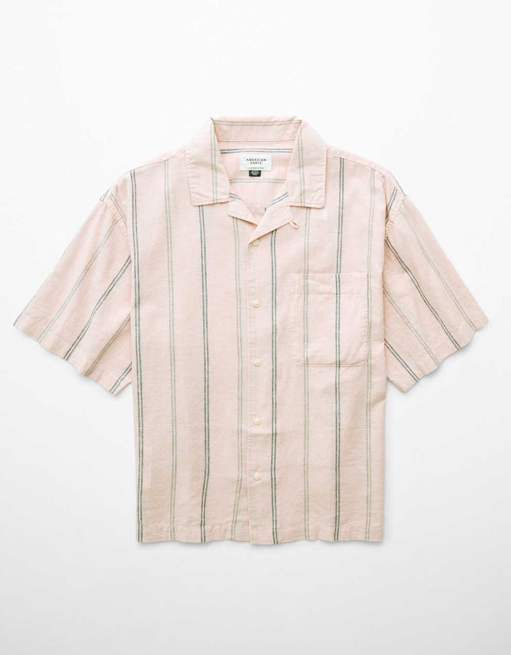 AE Poolside Linen-Blend Button-Up Shirt