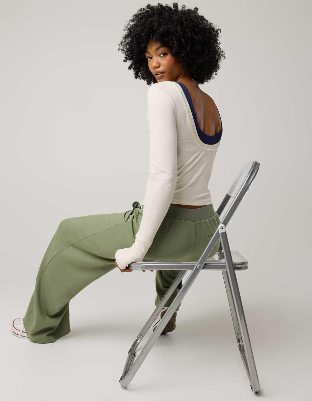 OFFLINE By Aerie Thumbs Up Ribbed Scoop Back T-Shirt