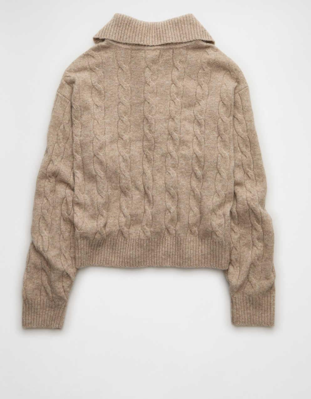 AE Cable-Knit Quarter-Zip Sweater