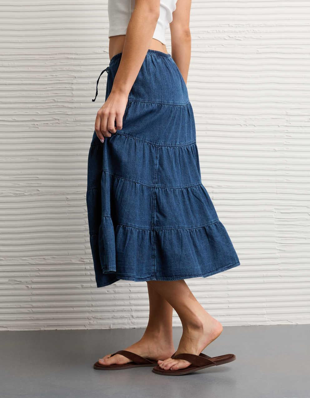 AE Tiered Midi Skirt