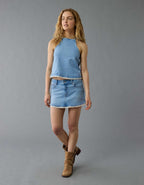AE Crochet Denim Halter Top