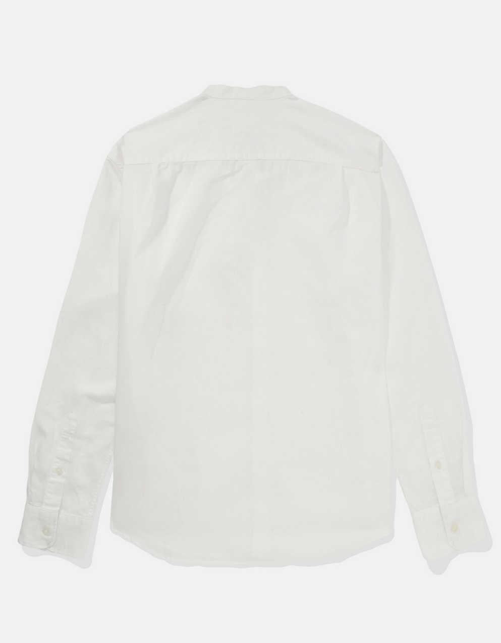 AE Band Collar Linen-Blend Button-Up Shirt