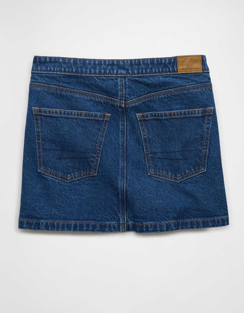 AE Stretch Crossover Denim Mini Skirt