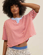 Aerie Remix Henley Cropped T-Shirt