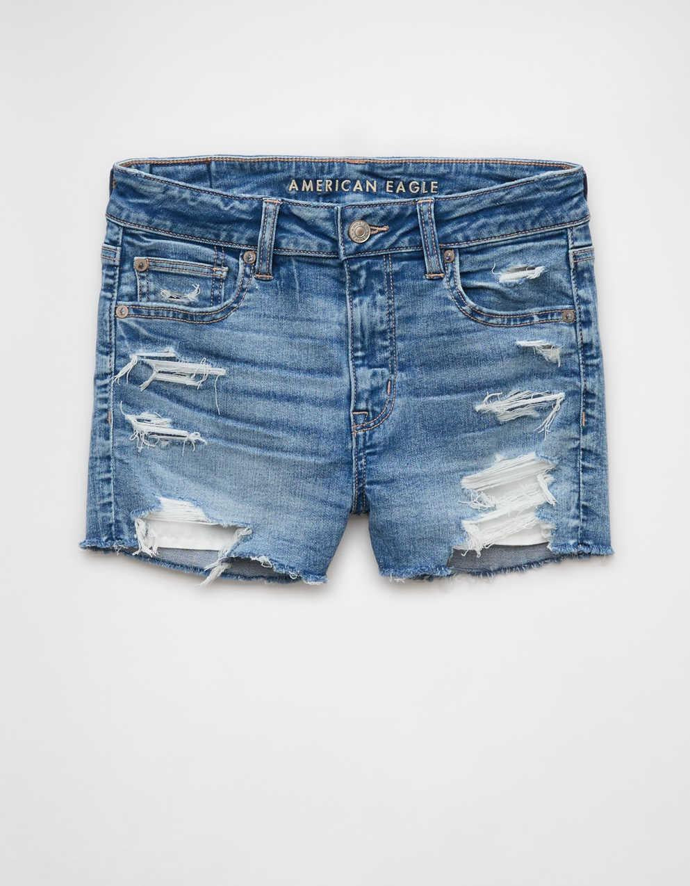 AE Next Level Ripped High-Waisted Denim Short Short