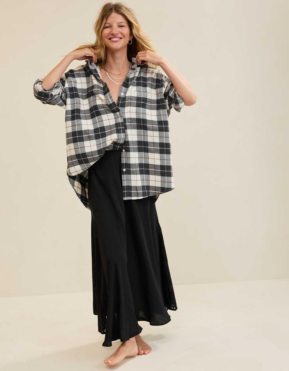 Aerie Anytime Fave Flannel Oversized Shirt