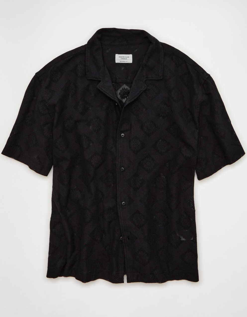 AE Relaxed Fit Camp Collar Button-Up Shirt