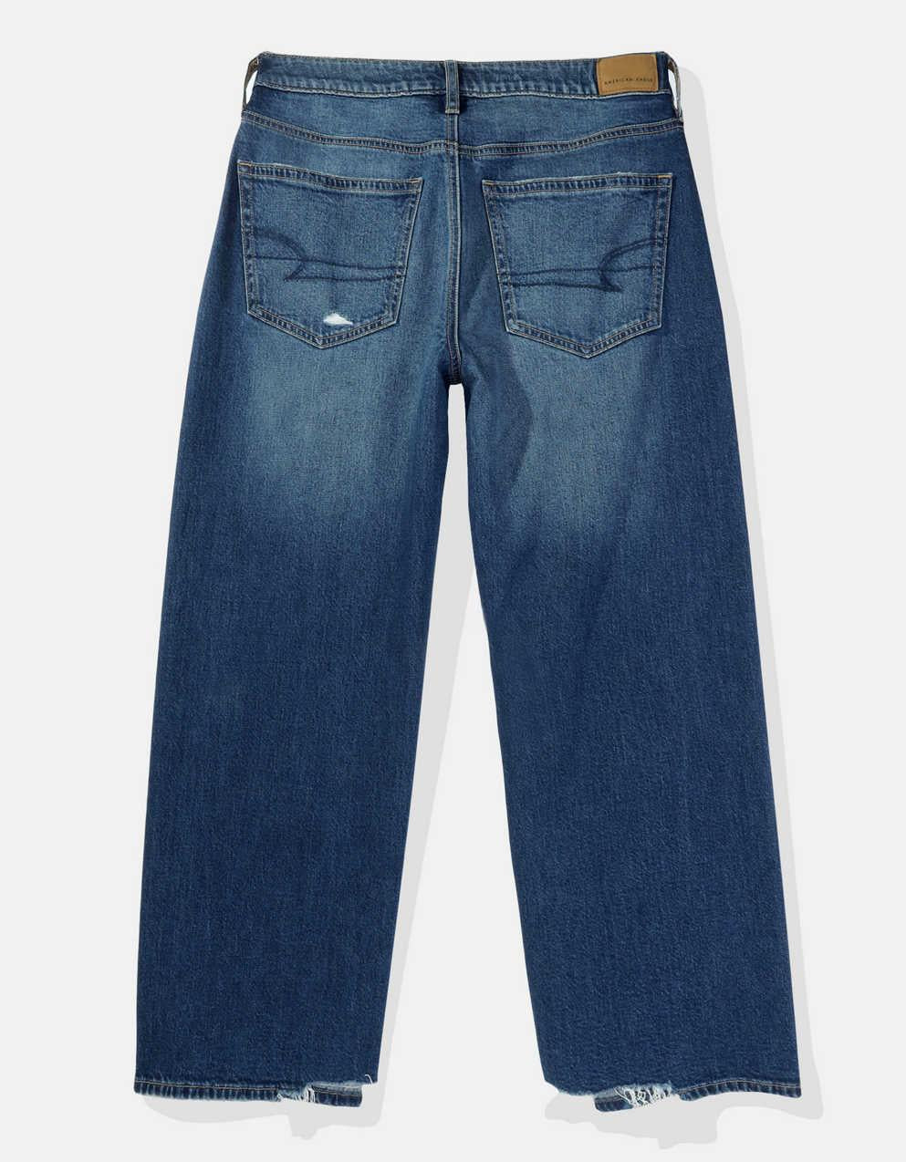 AE Super High-Waisted Baggy Wide-Leg Ripped Cropped Jean
