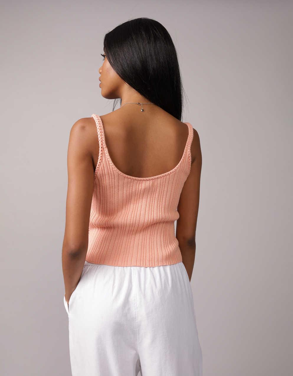 AE Cropped Crochet Tank Top